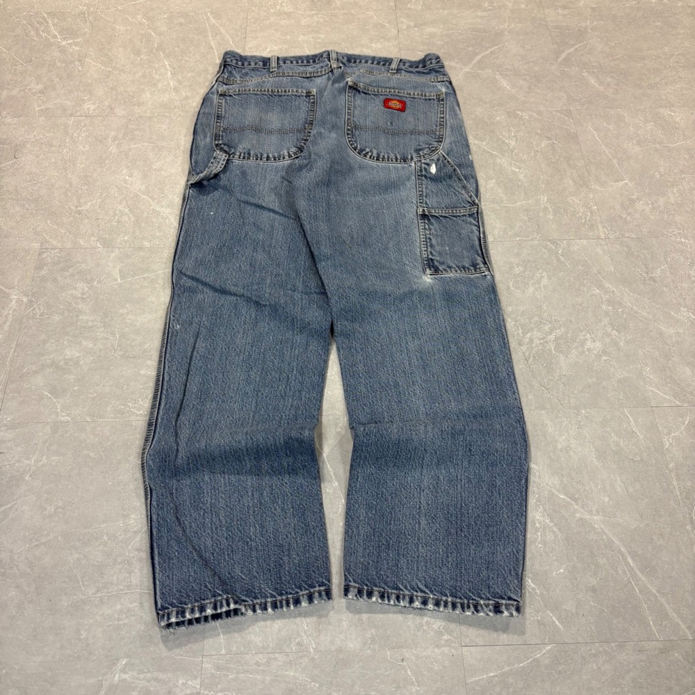 Dickies Mens Carpenter Jeans 34x32 Blue Denim Relaxed Fit Workwear Distressed